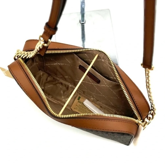 Michael Kors Large EW Zip Chain Xbody Crossbody Bag & Continental Wallet Brown - Picture 7 of 13